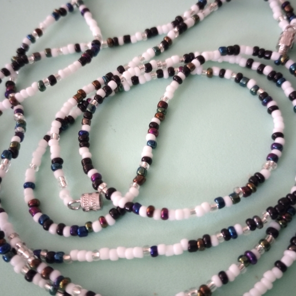 🖤🤍💜 - #006 Hand Crafted Mixed Colors Glass Bead Waist Body Jewelry